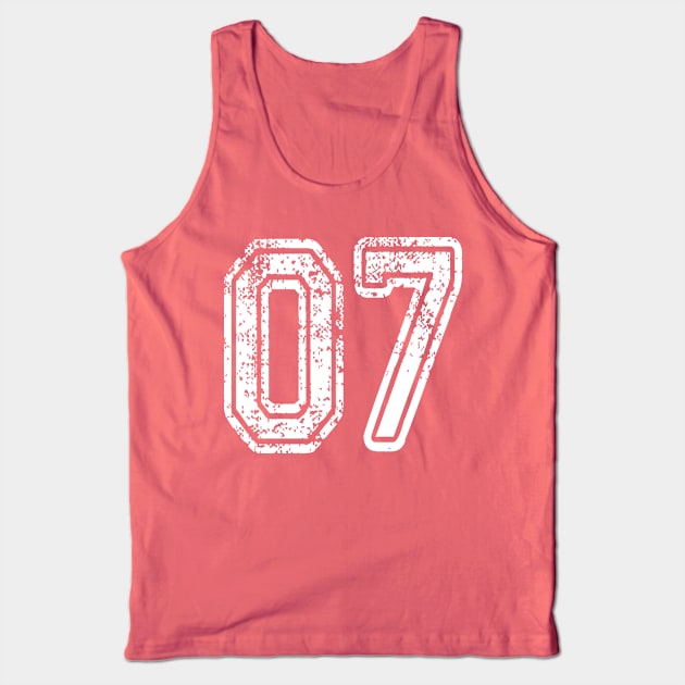 Number 07 Grungy in white Tank Top by Sterling